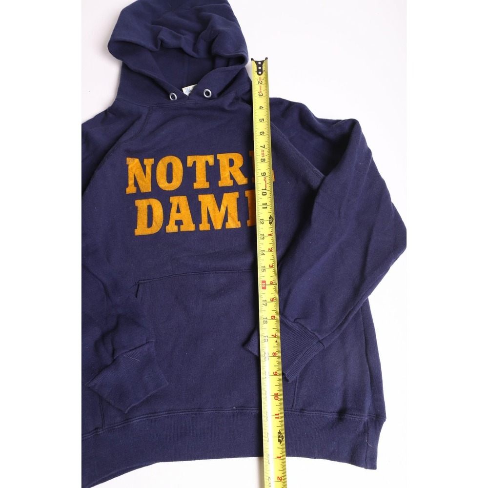 Vintage Champion Notre Dame Hoodie Navy Blue Flocked Medium Made in USA 70s 80s - Picture 5 of 7